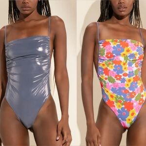 Maaji Swimsuit one piece swimsuit reversible new NWOT sz L floral purple